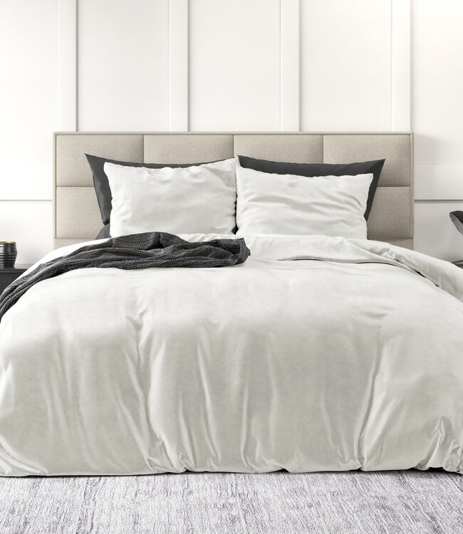 Velvet Uni Dekbedovertrek Wit 200 x 220