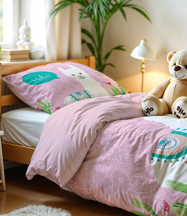 Hallo lama Roze 140 x 200/220