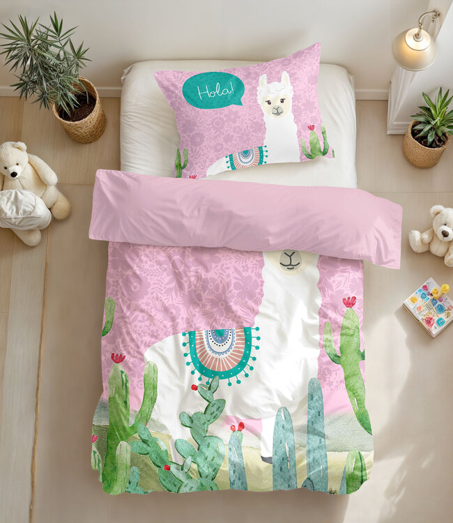 Hallo lama Roze 140 x 200/220