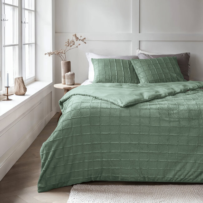 Geruit nepbont donkergroen 240x200/220