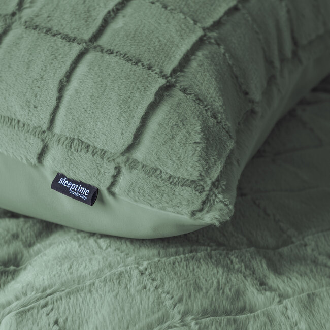 Geruit nepbont donkergroen 240x200/220