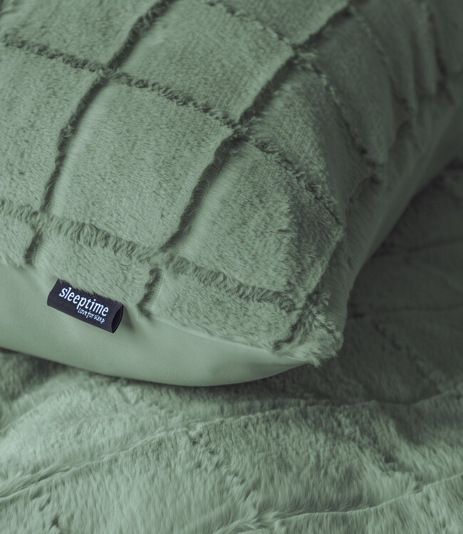 Geruit nepbont donkergroen 240x200/220