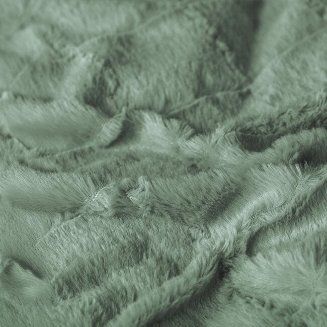Sleeptime Checked faux fur dark green 240x200/220 - Duvet Cover