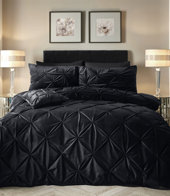 Fluwelen pintuck zwart 200 x 200/220