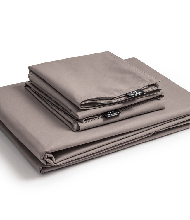 Egyptisch katoen uni-dekbedovertrek taupe 200 x 200/260