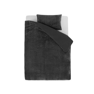 Sleeptime Chevron Teddy Anthrazit 140 × 200/220 - Bettbezug