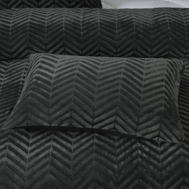 Sleeptime Chevron Teddy Anthracite 140 × 200/220 - Duvet Cover