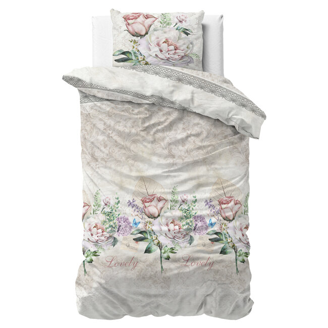 Mooie bloem beige 140 x 220