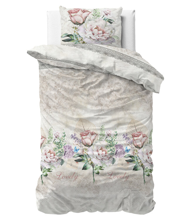 Mooie bloem beige 140 x 220