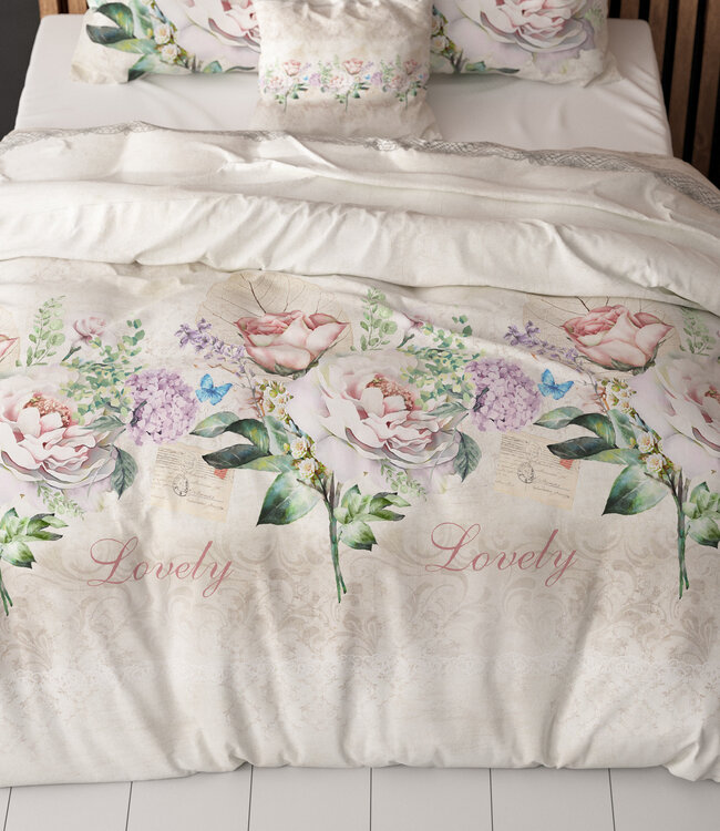 Mooie bloem beige 140 x 220