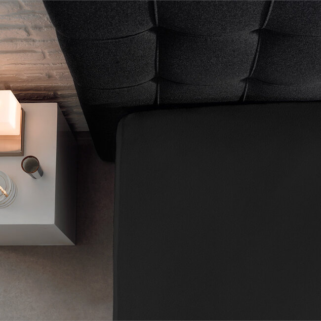 Dubbel Jersey 220 gr. Hoeslaken Zwart 140 x 200/220