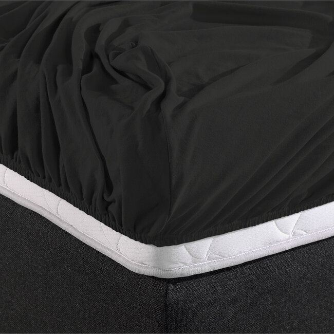 Dubbel Jersey 220 gr. Hoeslaken Zwart 140 x 200/220