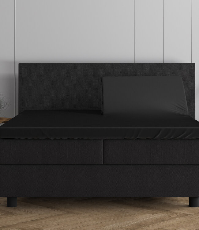 Dubbel jersey 220 gr. splittopper-hoeslaken zwart 160 x 200/220