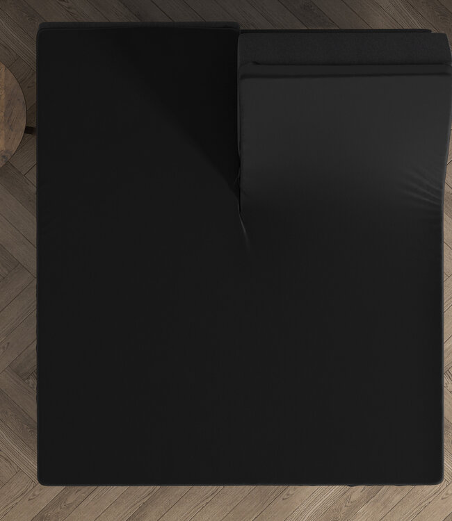 Dubbel jersey 220 gr. splittopper-hoeslaken zwart 160 x 200/220
