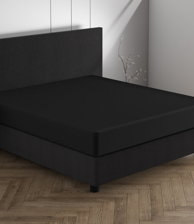Dubbel jersey 220 g/m² hoeslaken zwart 160/180 x 200/220 cm