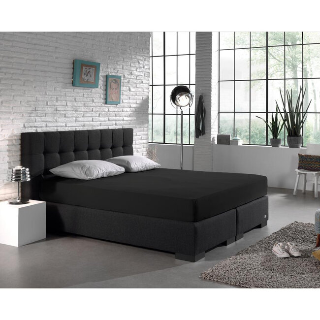Dubbel jersey 220 g/m² hoeslaken zwart 160/180 x 200/220 cm