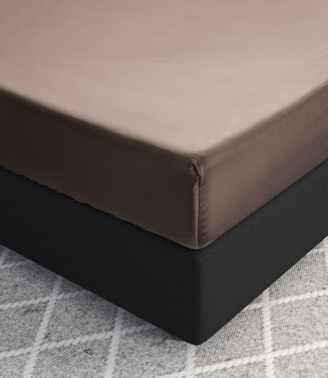 Satijnen hoeslaken taupe 80 x 200