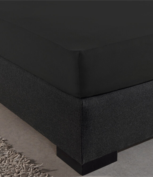 Dubbel jersey 220 g/m² hoeslaken zwart 160/180 x 200/220 cm
