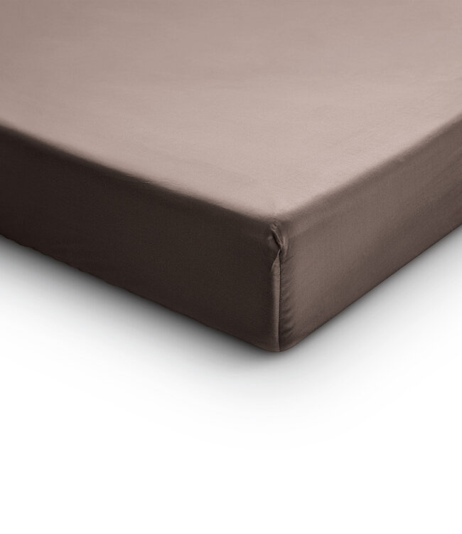 Satijnen hoeslaken taupe 80 x 200