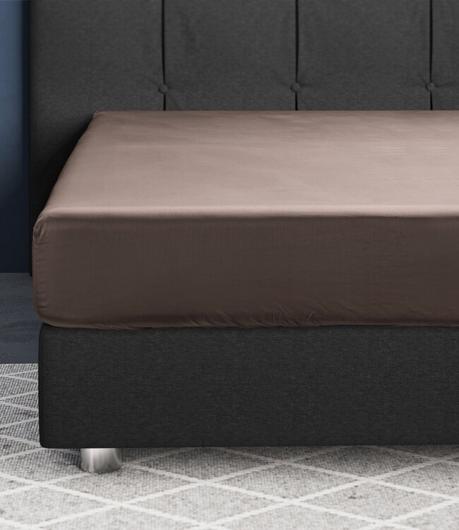 Satijnen hoeslaken taupe 80 x 200