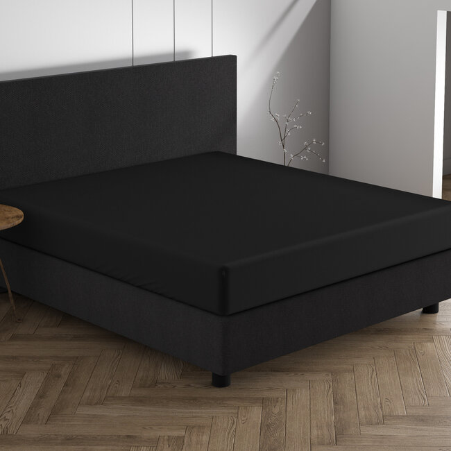 Dubbel jersey 220 g/m² hoeslaken zwart 160/180 x 200/220 cm