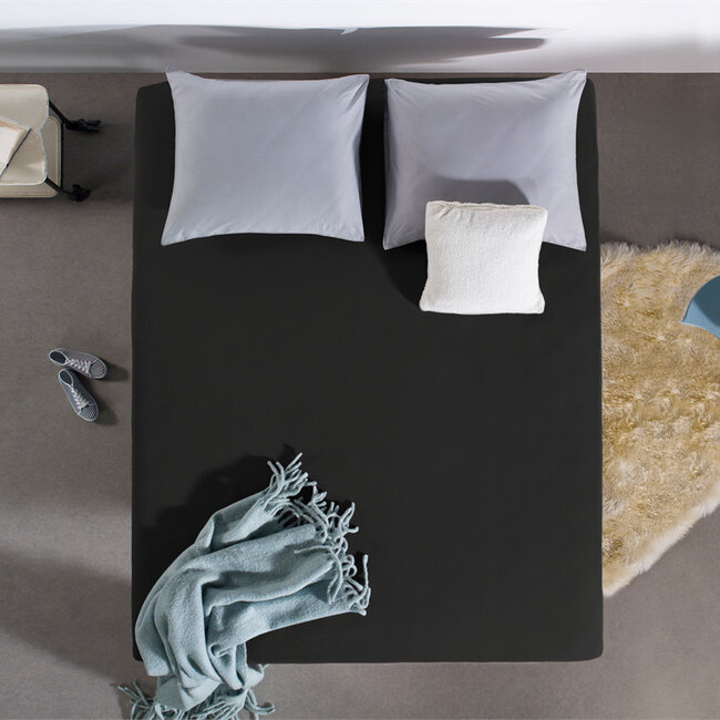Dubbel jersey 220 g/m² hoeslaken zwart 160/180 x 200/220 cm