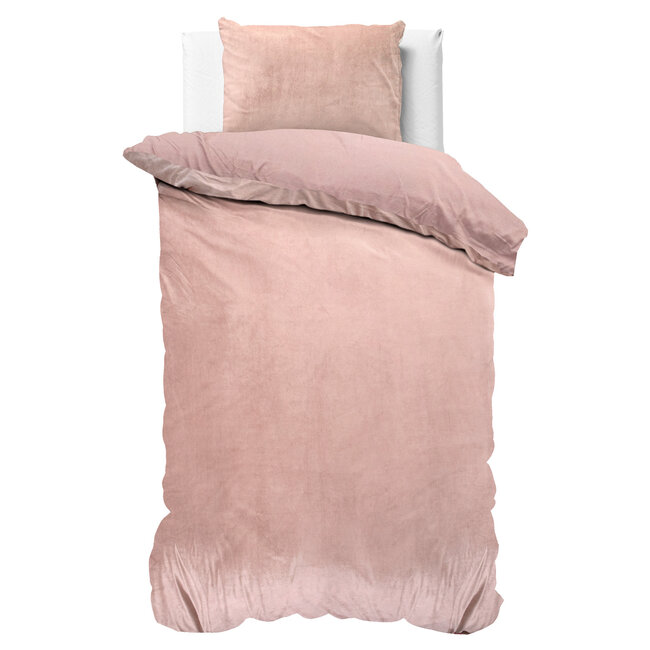 Fluwelen effen dekbedovertrek roze 140 x 220 cm
