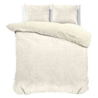 Sleeptime Einfarbiger Bettbezug aus Samt, cremefarben, 240 × 220