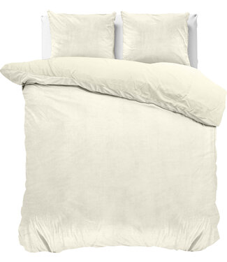 Sleeptime Fluwelen effen dekbedovertrek crème 240 x 220