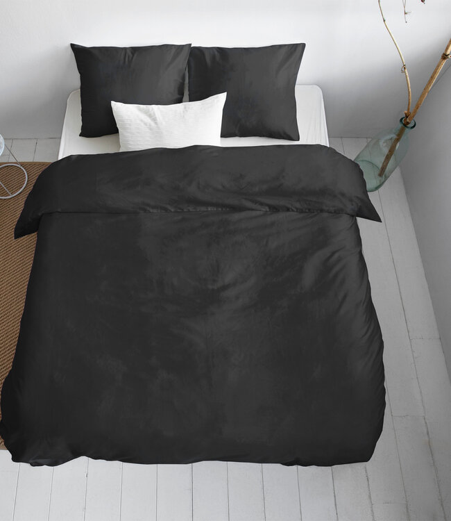 Effen Satijn Dekbedovertrek Zwart 200 x 200/220