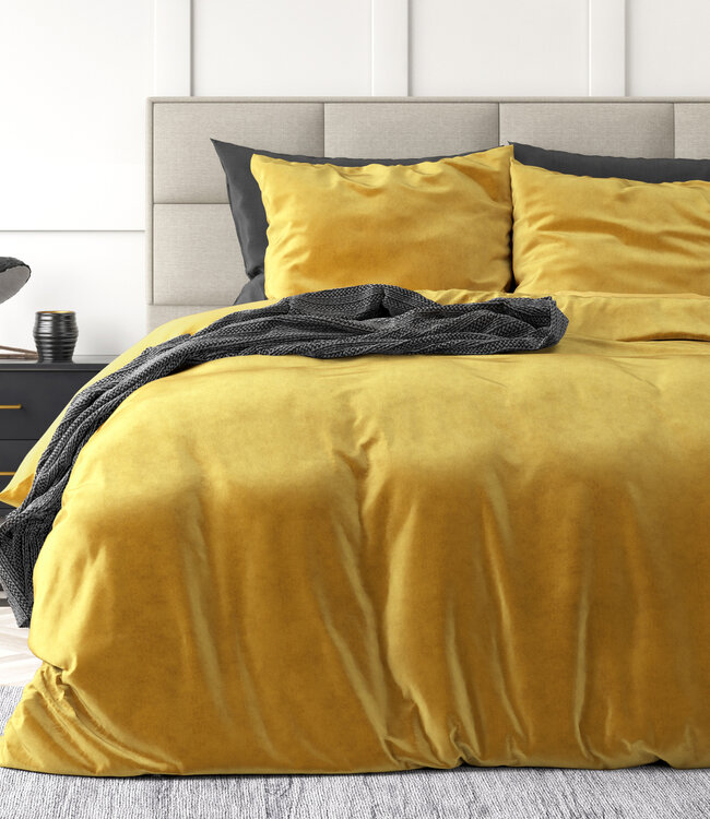 Velvet Uni Dekbedovertrek Goud 140 x 220