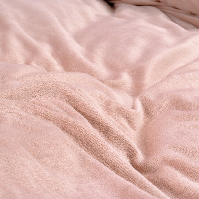 Fluwelen effen dekbedovertrek roze 140 x 220 cm