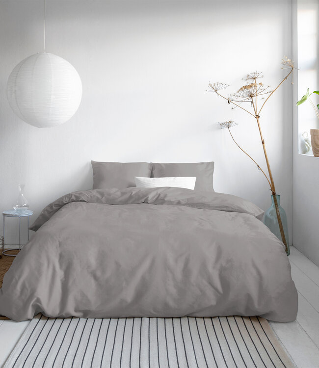 Effen satijnen dekbedovertrek grijs 140 x 200/220