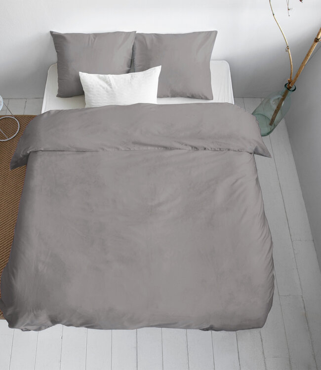 Effen satijnen dekbedovertrek grijs 140 x 200/220