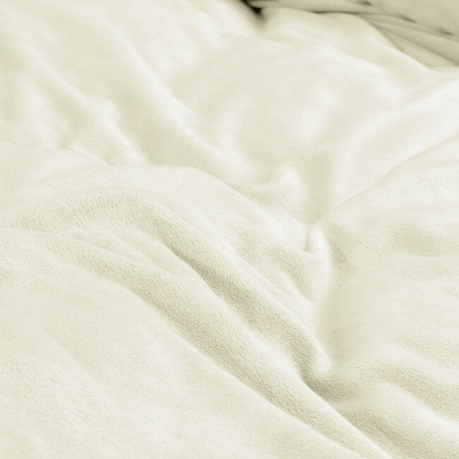 Fluwelen effen dekbedovertrek crème 240 x 220