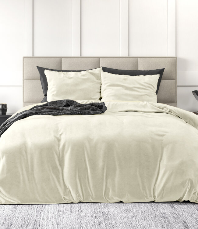 Velvet Uni Dekbedovertrek Crème 200 x 220