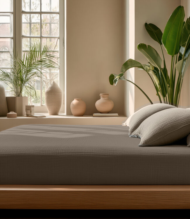 Mousseline taupe 90 x 200 + 30