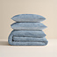 Flanel van gewassen katoen blauw 240 x 220