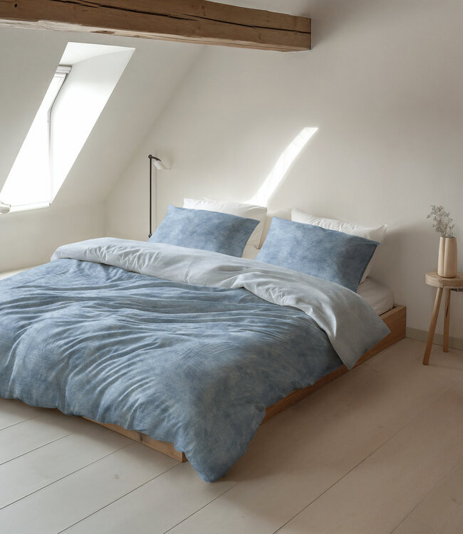 Flanel van gewassen katoen blauw 240 x 220