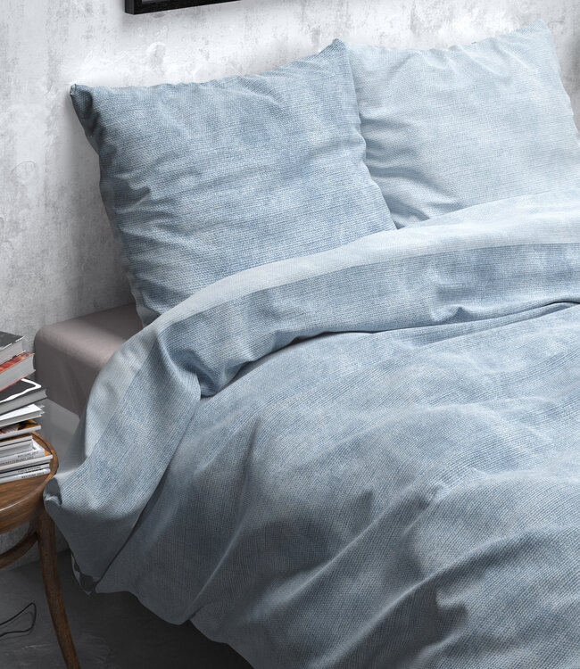 Flanel van gewassen katoen blauw 240 x 220