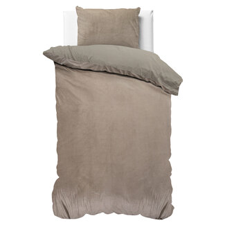 Sleeptime Velvet uni dekbedovertrek taupe 140 x 220 cm