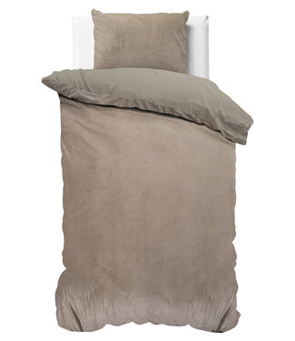 Sleeptime Velvet uni dekbedovertrek taupe 140 x 220 cm