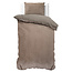 Velvet uni dekbedovertrek taupe 140 x 220 cm