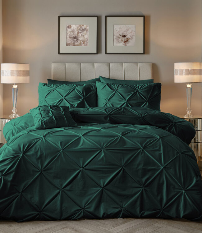 Fluwelen pintuck groen 140 x 200/220