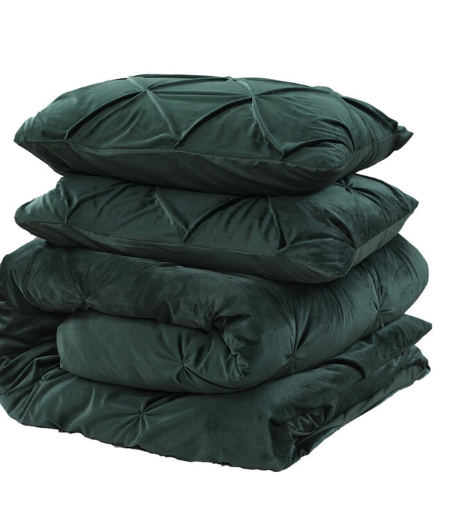 Fluwelen pintuck groen 140 x 200/220