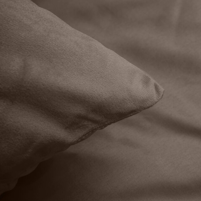 Velvet uni dekbedovertrek taupe 140 x 220 cm