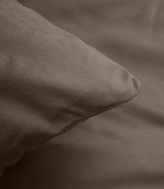 Velvet uni dekbedovertrek taupe 140 x 220 cm