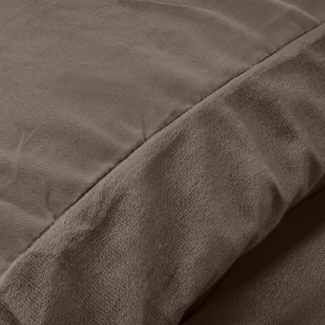 Velvet uni dekbedovertrek taupe 140 x 220 cm
