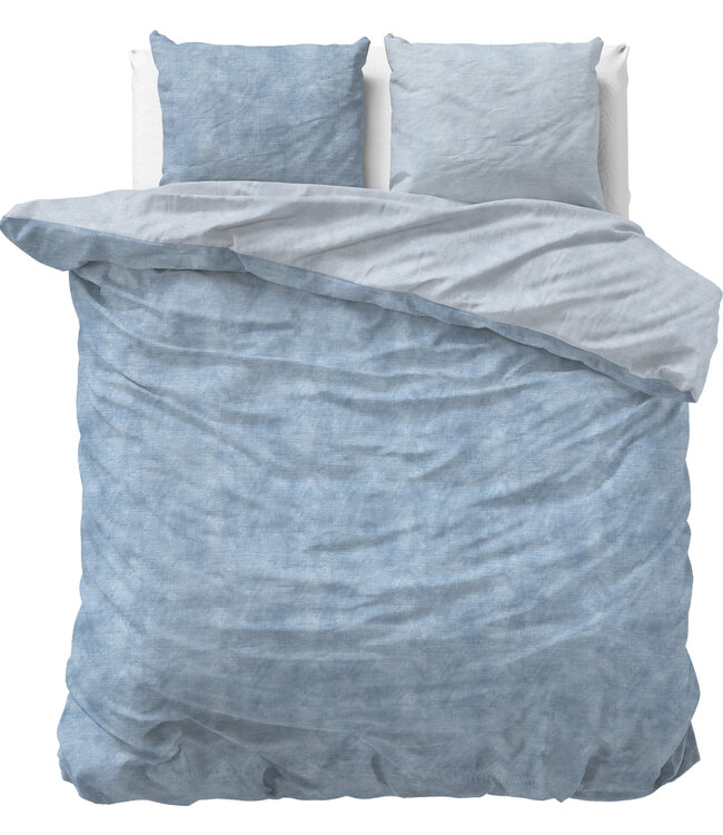 Flanel van gewassen katoen blauw 240 x 220