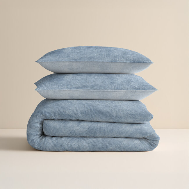 Flanel van gewassen katoen blauw 240 x 220